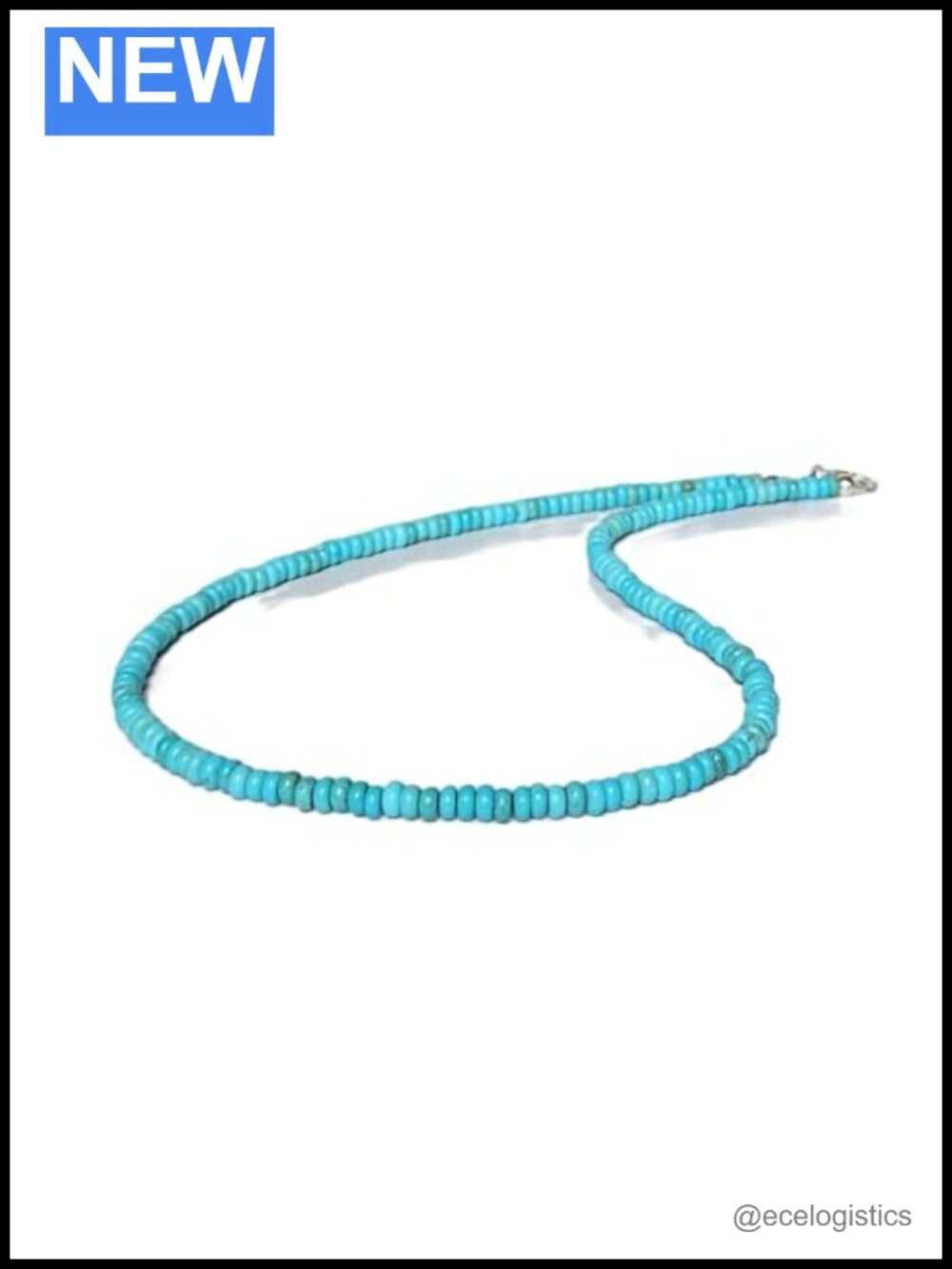 Turquoise Beaded Choker Necklace Sterling Silver Toggle Clasp 18 Inch